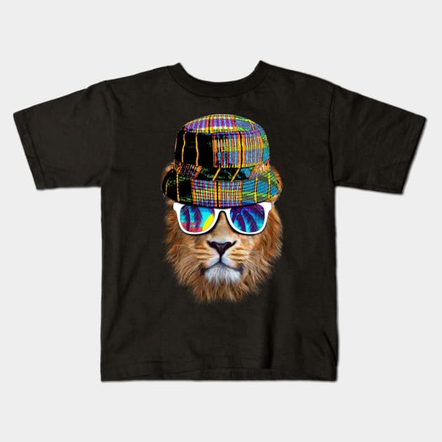 Lion summer vibes Kids T-Shirt by clingcling